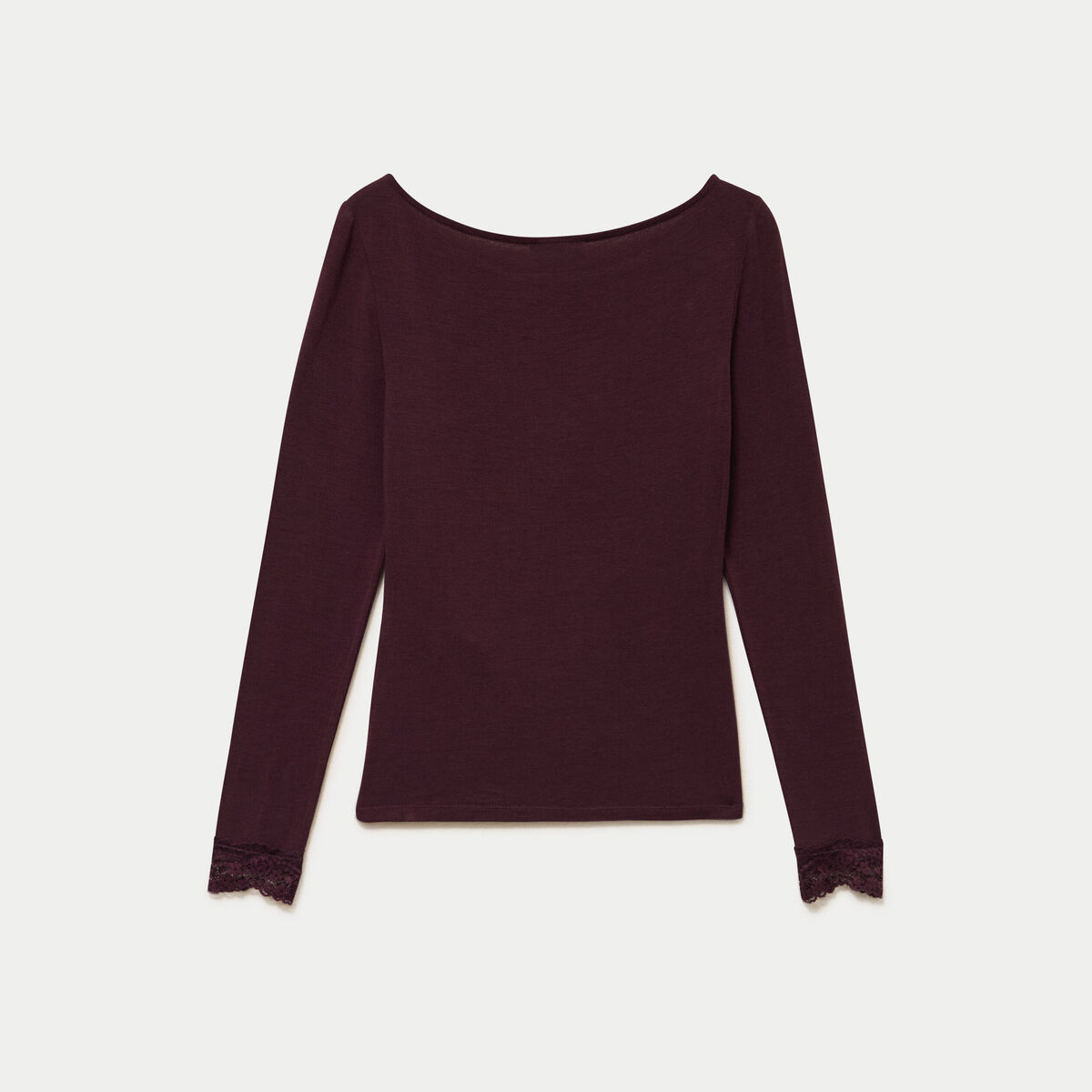Seconde peau ajust&eacute;e col bateau prune femme