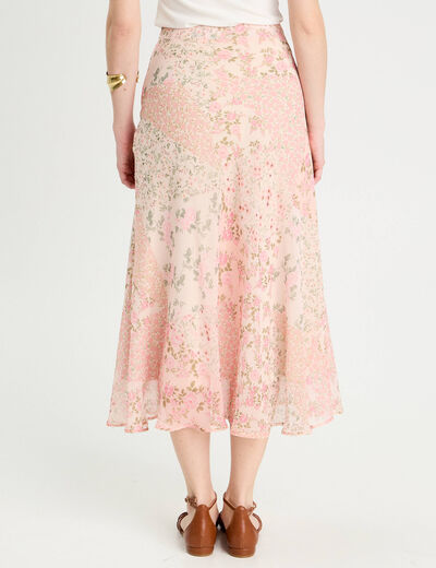 Jupe longue évasée rose pastel femme