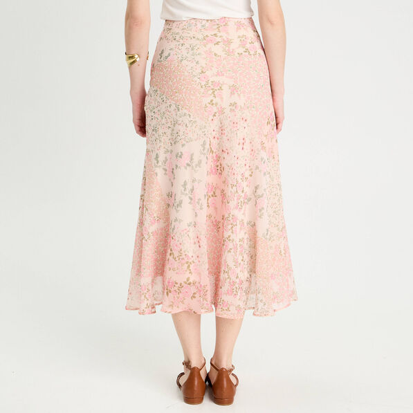 Jupe longue évasée rose pastel femme