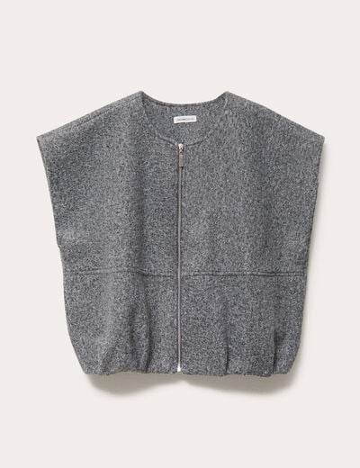Gilet oversize sans manches col rond gris clair femme