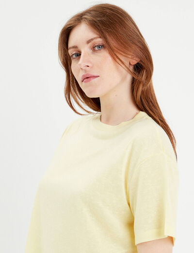 T-shirt manches courtes jaune clair femme