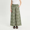 Pantalon large taille haute vert kaki femme