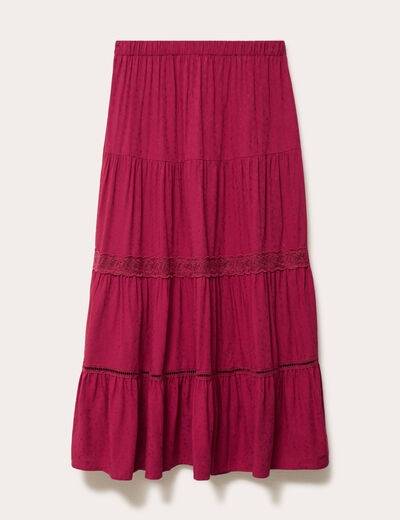 Jupe &eacute;vas&eacute;e longueur 3/4 dentelle rouge femme