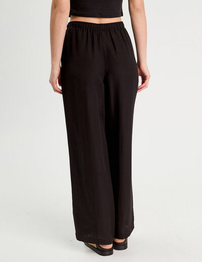 Pantalon large fluide noir femme