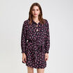 Robe courte droite col chemise noir femme