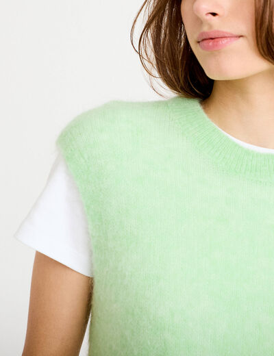 Pull sans manches vert pastel femme