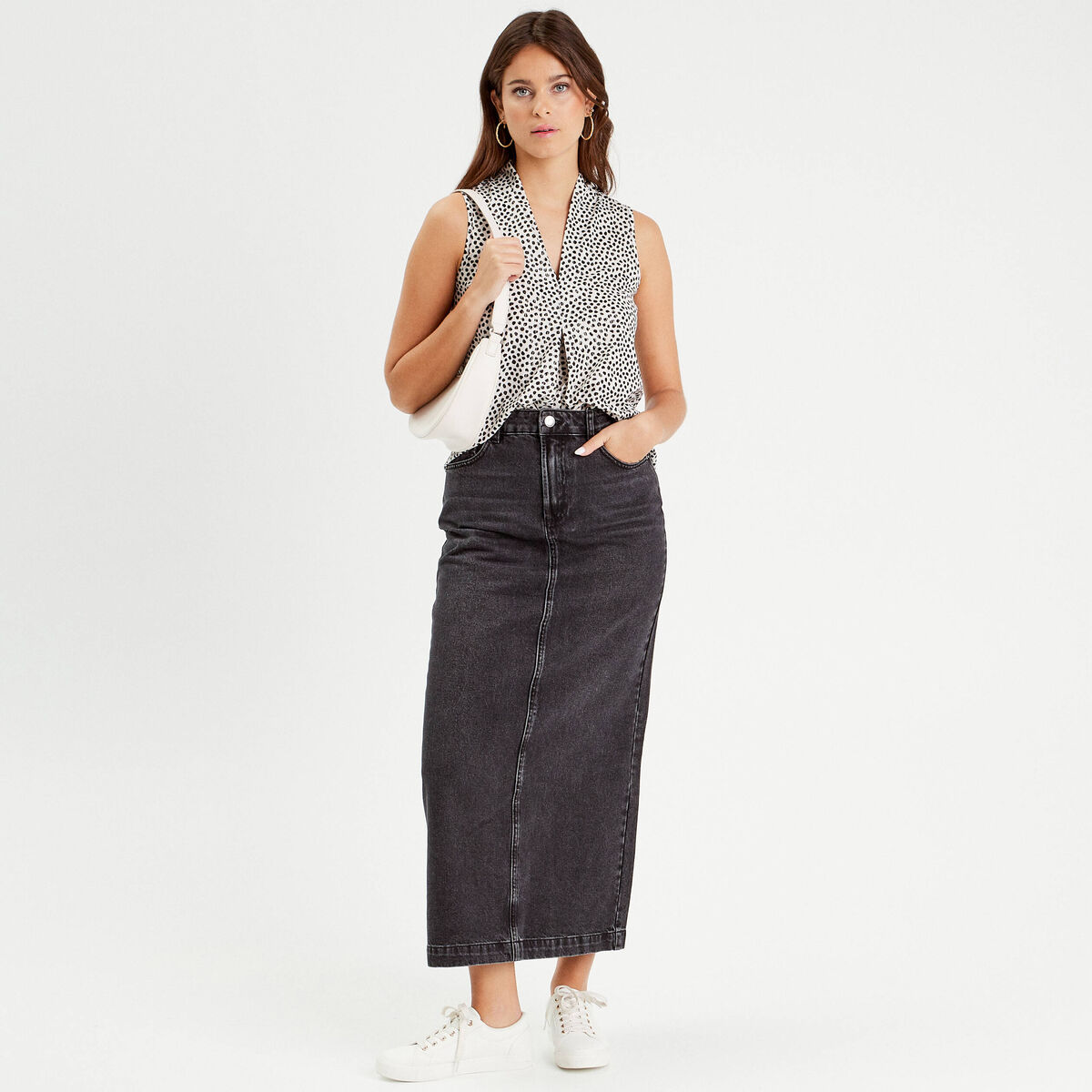 Blouse sans manches blanc femme