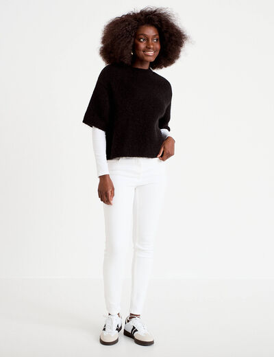 Pull manches courtes noir femme