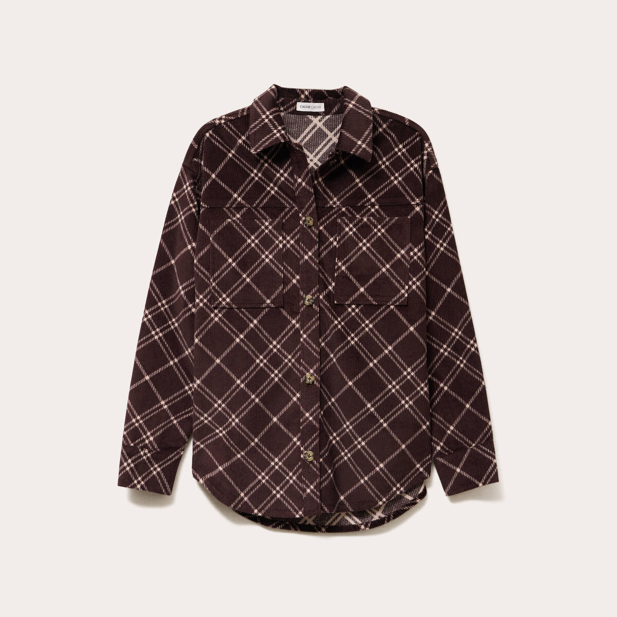 Chemise oversize en velours marron chocolat femme