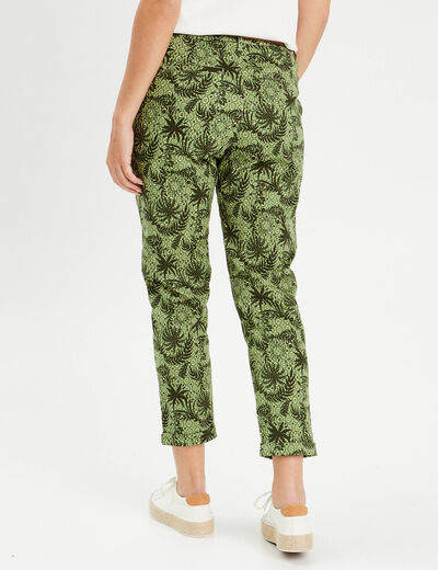 Pantalon chino slim 7/8ème vert femme
