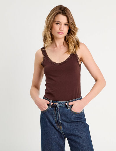 Débardeur sans manches marron foncé femme