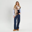 Pull 2-en-1 col en V bleu marine femme