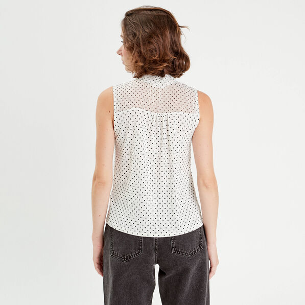 Chemise sans manches ecru femme
