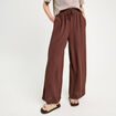 Pantalon large marron foncé femme