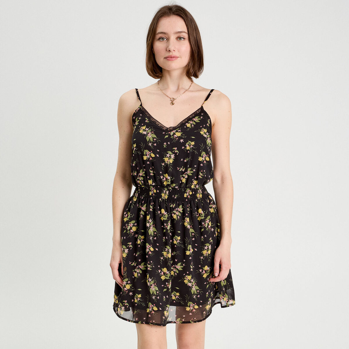Robe patineuse bretelles fines noir femme
