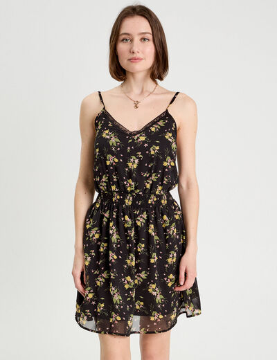 Robe patineuse bretelles fines noir femme