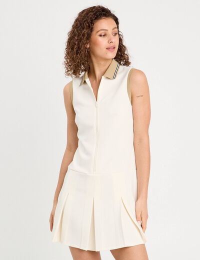 Robe trapèze sans manches ecru femme