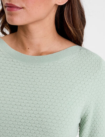 Pull col bateau vert pastel femme