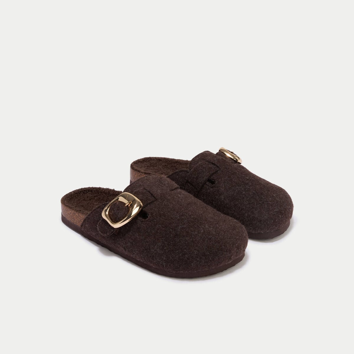 Chaussons sabot marron fonc&eacute; femme