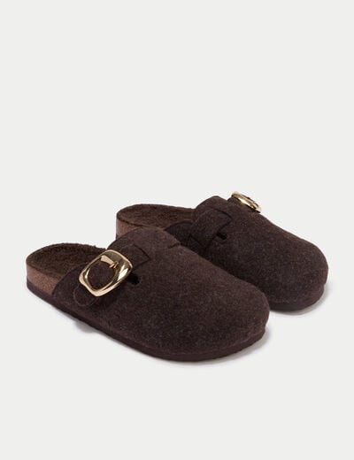 Chaussons sabot marron fonc&eacute; femme