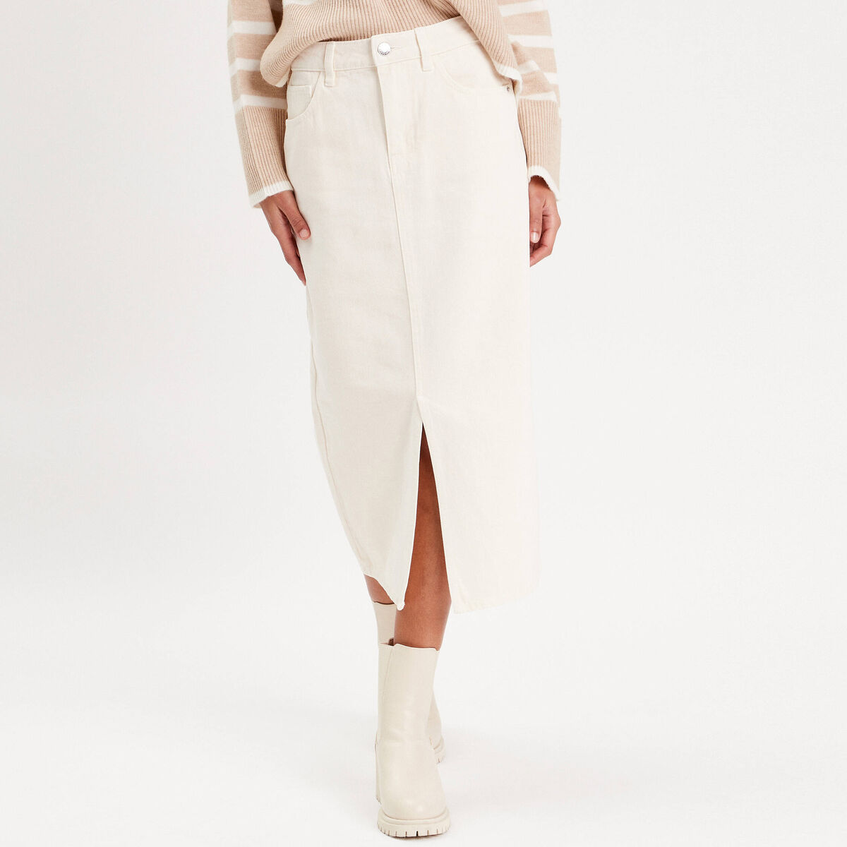 Jupe crayon taille standard ecru femme