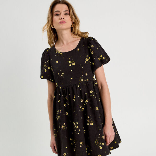 robe evasee effet boule jaune femme Robe évasée effet boule jaune femme