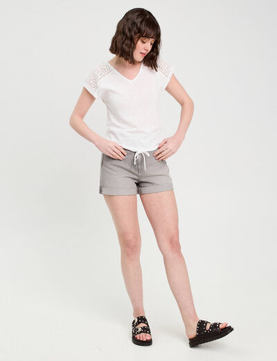 T-shirt manches courtes blanc femme