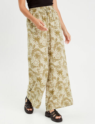 Pantalon large fluide blanc femme