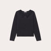T-shirt col claudine macramé gris foncé femme