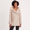 Manteau droit avec capuche beige femme