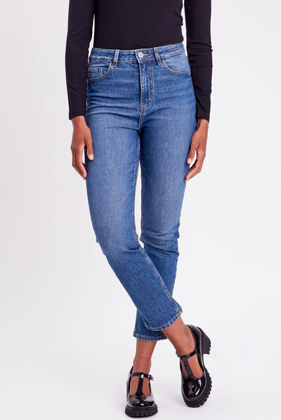 Jeans slim taille haute 7/8ème denim stone femme
