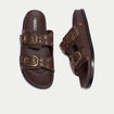 Mules d&eacute;tails clout&eacute;s marron fonc&eacute; femme