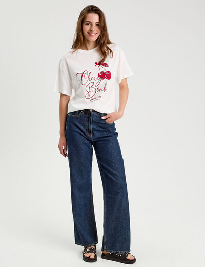 T-shirt manches courtes ecru femme