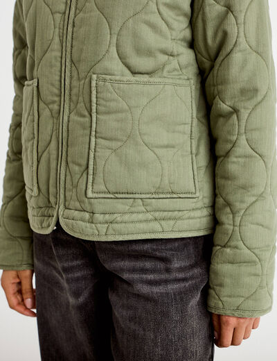 Veste matelass&eacute;e zipp&eacute;e vert kaki femme