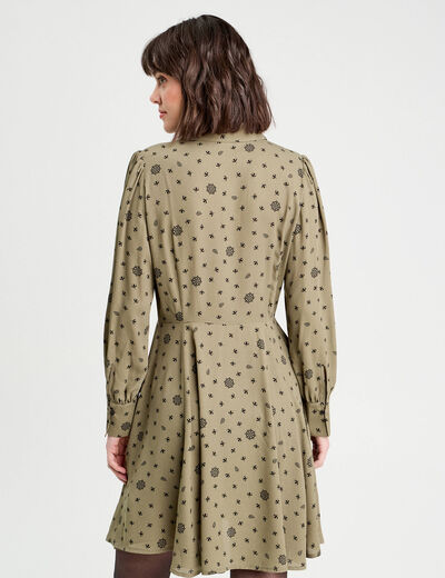 Robe chemise évasée fluide vert femme