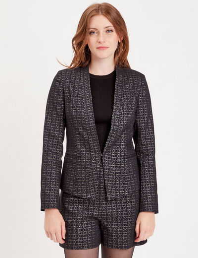 Veste blazer ajustée bleu marine femme