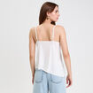 Débardeur asymétrique court col v ecru femme