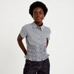 Chemise cintr&eacute;e manches courtes bleu marine femme