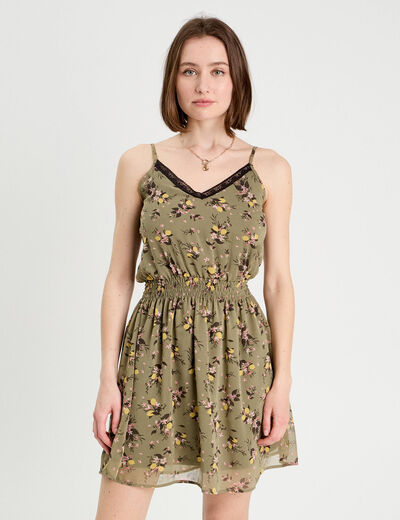Robe patineuse bretelles fines vert foncé femme