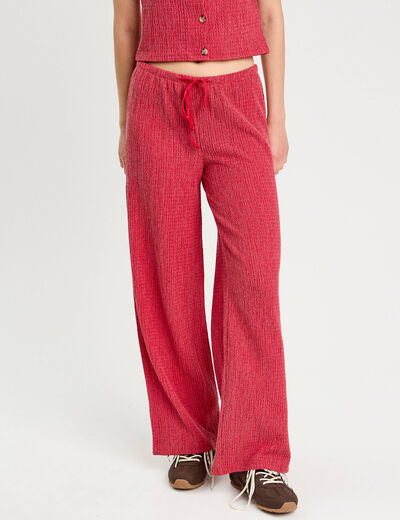 Pantalon large rouge foncé femme