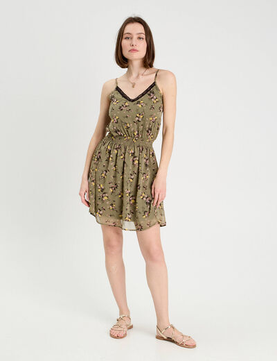 Robe patineuse bretelles fines vert foncé femme