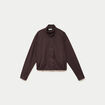 Veste cropped bas resserr&eacute; marron fonc&eacute; femme