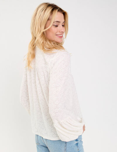 Blouse manches longues ecru femme