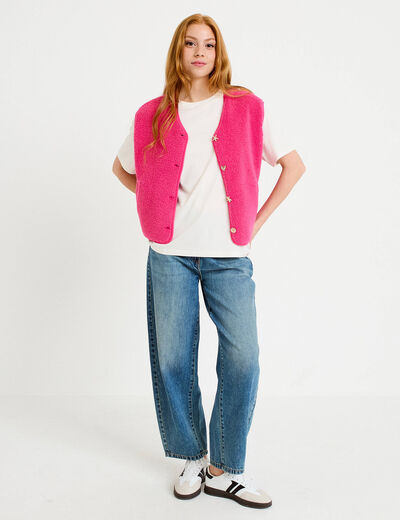 T-shirt col rond manches courtes ecru femme