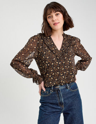 Blouse manches longues marron femme