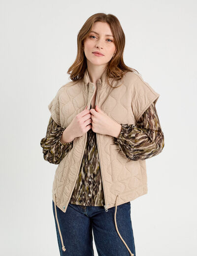 Veste sans manches matelassée taupe femme
