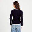 T-shirt 2-en-1 col rond manches longues bleu marine femme