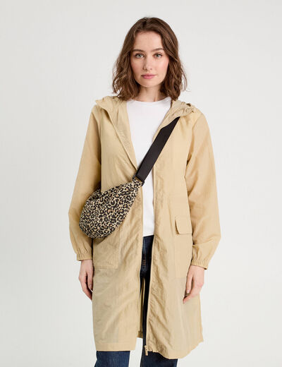 Parka déperlante 2-en-1 avec pochette vert kaki femme