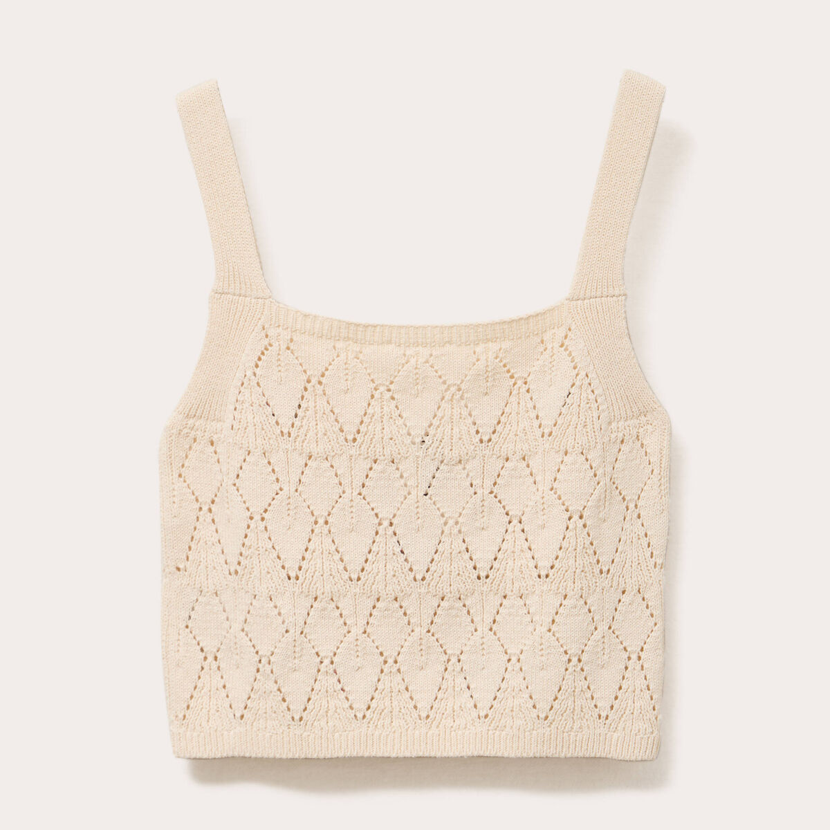Débardeur tricot brodé ecru femme