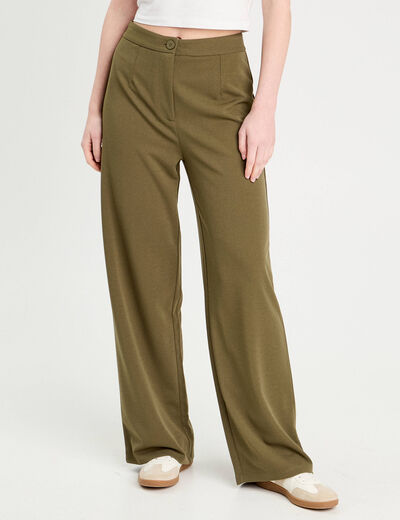 Pantalon large vert kaki femme